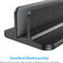 OMOTON Vertical Laptop Stand Adjustable, Desktop Aluminum MacBook Stand with Adjustable Dock Size, Laptop Holder Fits All MacBook, Surface, Chromebook and Gaming Laptops (Up to 17.3 inches), Black Image 3
