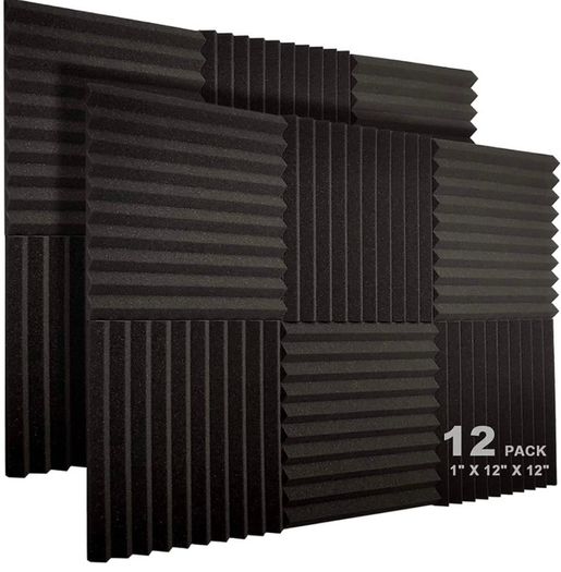 12 Pack Acoustic Foam Panels, 1" X 12" X 12" Studio Soundproof Wedge-shaped Fireproof Soundproof Liner Acoustic Treatment Foam (FREE POSTAGE)