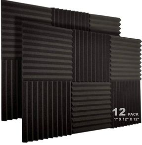 12 Pack Acoustic Foam Panels, 1" X 12" X 12" Studio Soundproof Wedge-shaped Fireproof Soundproof Liner Acoustic Treatment Foam (FREE POSTAGE)