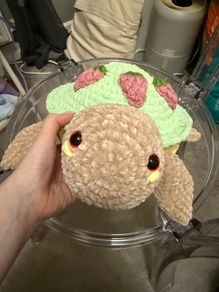 Crochet strawberry turtle plush