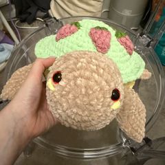 Crochet strawberry turtle plush