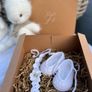 beautiful baby/ gift set . Hand crafted baby ballet / Mary Jane style shoes with matching headbands. Made from 100% natural organic breathable cotton yarn . . Comes in a personalised gift box . Image 9