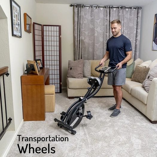 Basic Foldable Fitness Exercise Bike with 16 Level Resistance, Countdown Exercise Monitor, Phone/Tablet Holder and Hand Pulse for Home Use