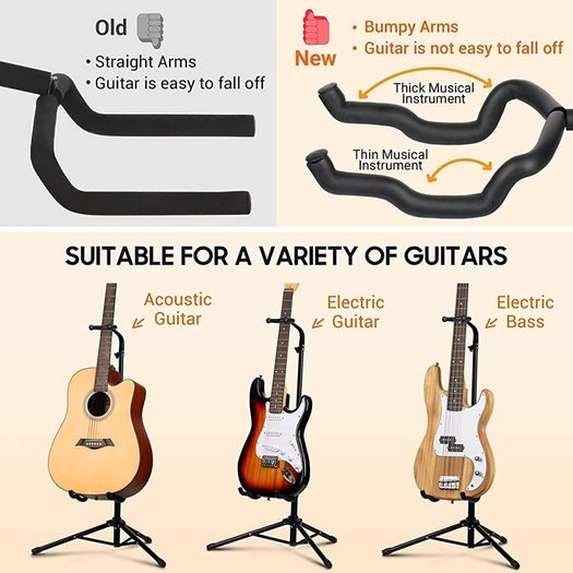 Guitar Stands with Neck Holder Folding Tripod Floor Metal Universal Holder, for Acoustic Electric Guitars Ukulele Violin Banjo Mandolin (FREE POSTAGE)