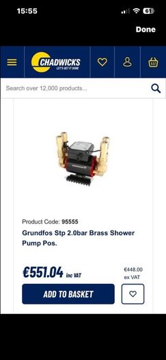 Grundfos 2.0 Bar Positive Head Brass Pump
