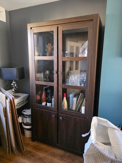 Dark wood glass cabinet