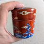 Oriental Style Porcelain Lidded Jar - Cranes Waves & Gold Detail Image 2
