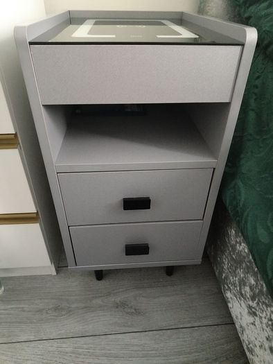 Smart bedside locker with wireless charging and LED light