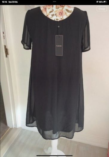 dress Bnwt byoung dress size 38 black chiffon with embellished neckline short sleeves