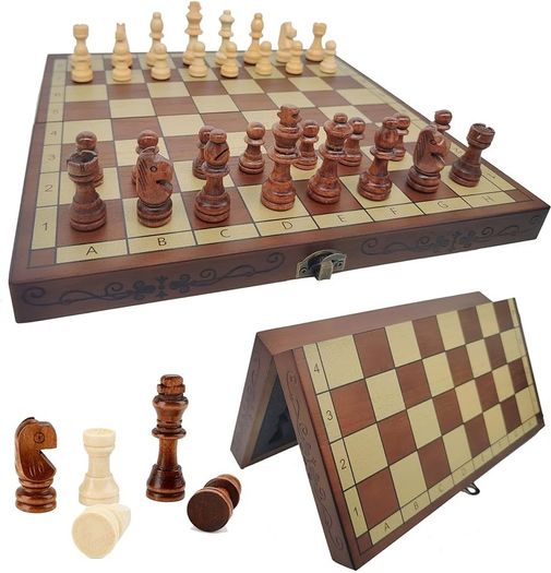 NEW SALE | Folding Wooden Chess Set Lightweight Handcrafted Chess Game Board Set with Storage Slots