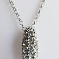 Vintage 925 Sterling Silver Necklace with Crystal-Embellished Pendant