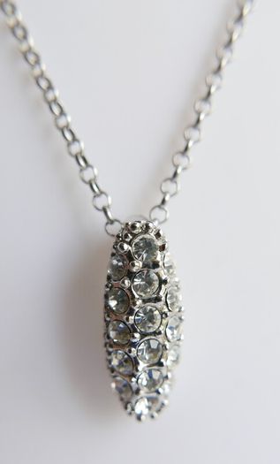 Vintage 925 Sterling Silver Necklace with Crystal-Embellished Pendant