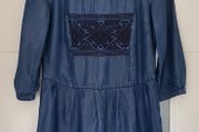 Esprit denim style dress with embroidery detail Sz S ( Fit 8-10 UK)