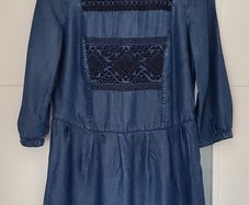 Esprit denim style dress with embroidery detail Sz S ( Fit 8-10 UK)