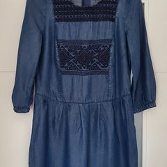 Esprit denim style dress with embroidery detail Sz S ( Fit 8-10 UK)