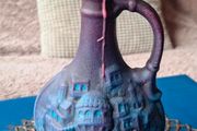 Hand painted Upcycled Wine Bottle Candle