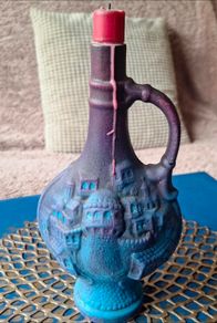 Hand painted Upcycled Wine Bottle Candle