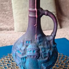 Hand painted Upcycled Wine Bottle Candle