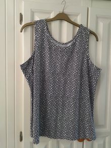 100% Cotton Sleeveless Top Navy/White