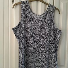 100% Cotton Sleeveless Top Navy/White
