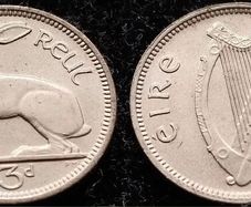 [#223] - Ireland 1961 | Irish 3d | Three Pence | Hare | KM.12a | AU