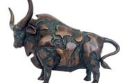 Large Abstract Bull (35cm) - Patinated Bronze