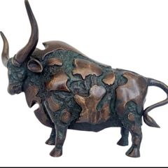 Large Abstract Bull (35cm) - Patinated Bronze