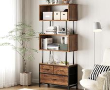 Shelves, Book Shelf with 5 Shelves, Bookcase with 3 Fabric Drawers, Shelf Unit Suitable for Bedroom