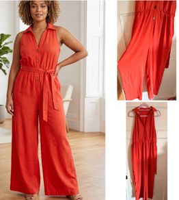 Coral orange wide leg chic jumpsuit casual holidays boho