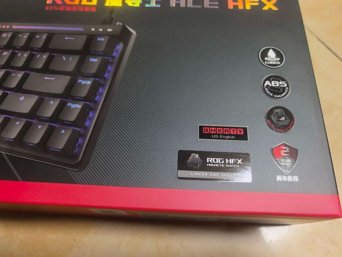 65%, ROG HFX Magnetic Switch, USB 2.0, N Key Rollover, 8000 Hz, 643g