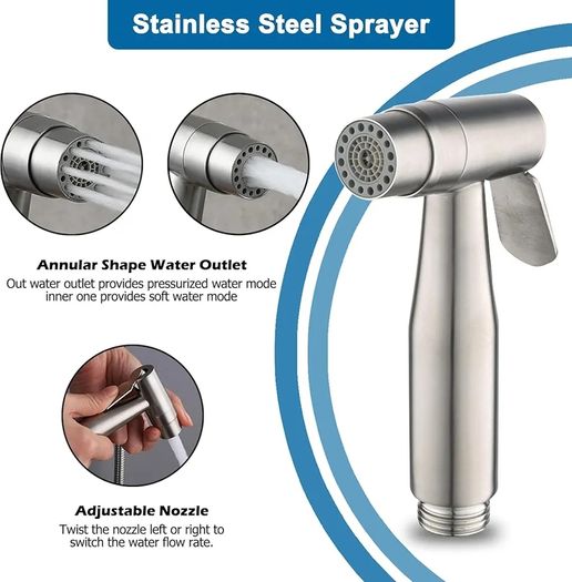 Portable Bidet Sprayer Kit - Stainless Steel Toilet Water Spray Bidet Attachment with Tap Diverter for Kitchen Sink Faucet or Bathroom