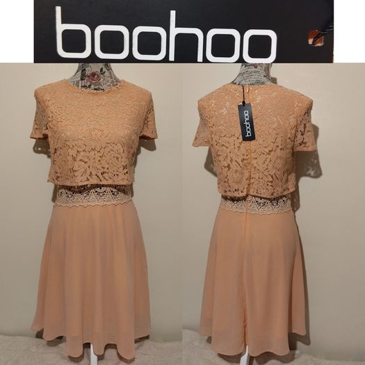BOOHOO  lace top chiffon skater dress NEW WITH TAGS