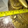 Beautiful Rare Large Heavy Brass Blacksmith Figurine a Wheelwright Scene. It features a Blacksmith Mending a Large Wagon Wheel next to an Anvil, Tools, and a Block, Postage Available, Image 10