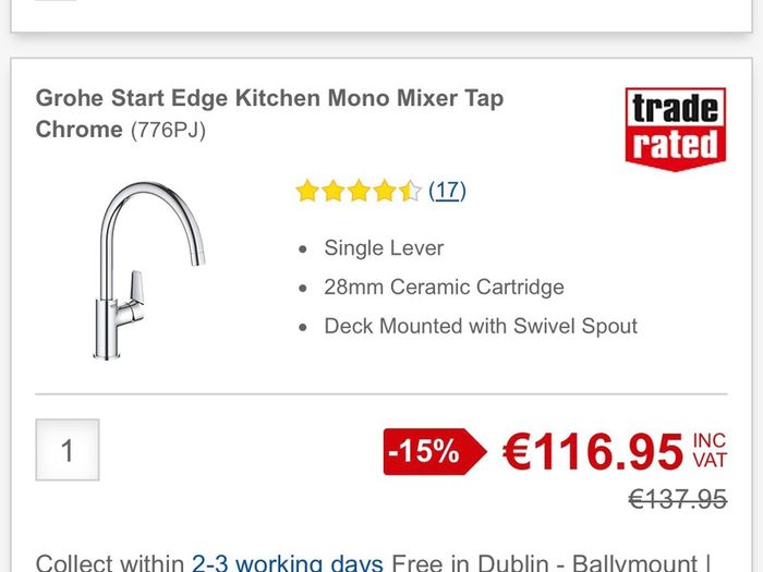 Grohe Start Edge Kitchen Mixer Tap Chrome