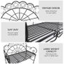 Metal Garden Bench Loveseat with Slatted Seat, Black Image 5