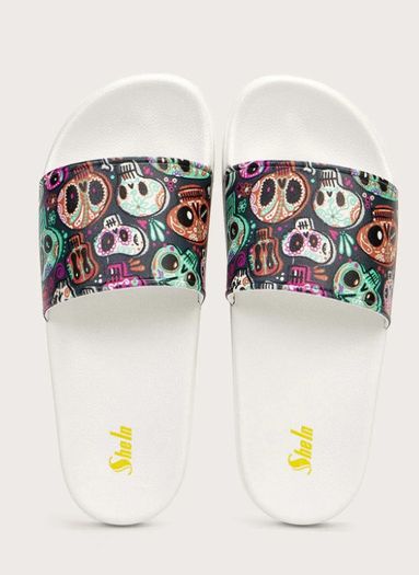 New Skull Pattern Single Band Slides