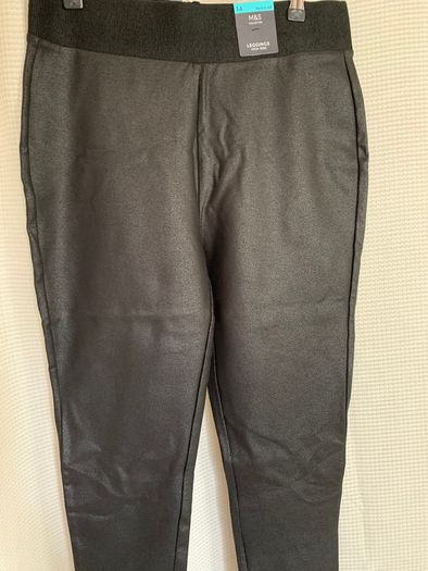 New M&S Black Coated Leggings