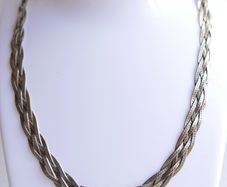 Vintage 925 Sterling Silver 5 Strands Braided Made in ITALY Necklace, length 18" - 16,1g