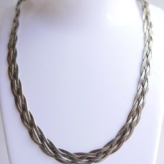 Vintage 925 Sterling Silver 5 Strands Braided Made in ITALY Necklace, length 18" - 16,1g