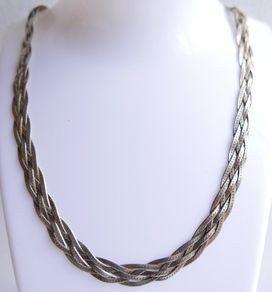 Vintage 925 Sterling Silver 5 Strands Braided Made in ITALY Necklace, length 18" - 16,1g