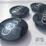 Set/4x 68-69 mm Gloss BLACK 3D AUDI alloy wheel centre caps cap 800601170 Hub Cover Image 2