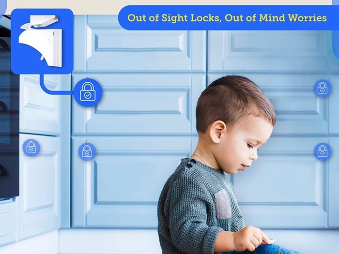 Cupboard Locks for Children- Pack of 20 Magnetic, Child Safety Lock Latches with 3 Keys for Kitchen Cupboards and Drawers - Baby Safety Products