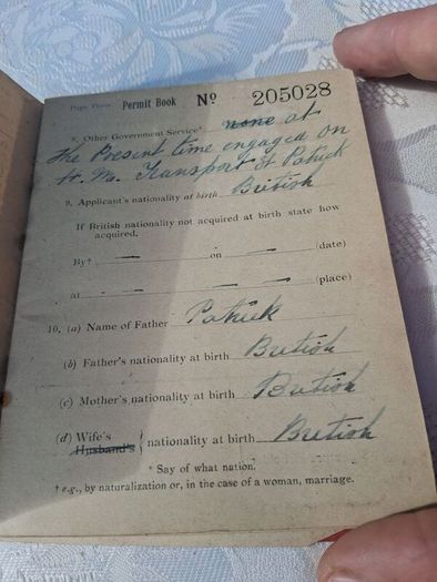 Defence Of The Realm Permit Book(WW1)