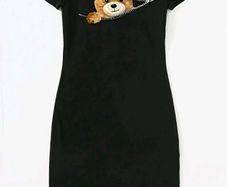 NEW Black Teddy Bear Mini Dress  Zip Effect
