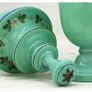 Antique Bristol Blue Opaline Glass Handpainted Urn Vase Image 6