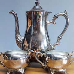Silver Coffee / Tea Set, Vintage Silver Plated Coffee Pot, Sugar bowl, Milk Jug