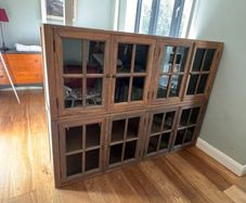 Two solid wood elm cabinets