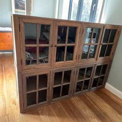 Two solid wood elm cabinets