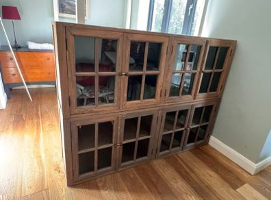 Two solid wood elm cabinets
