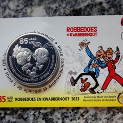 Belgium 5 Euro Base Metals Brilliant Uncirculated Coin 2023 - 85 years Spirou & Fantasio (Relief) - Belgian Coincard Catalogue